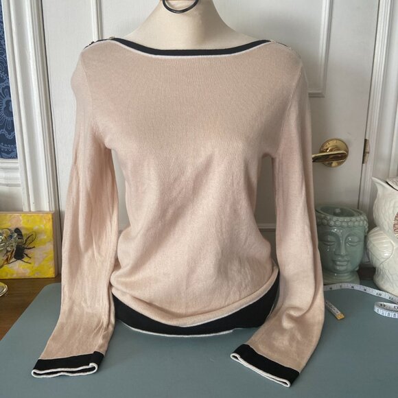 Jones New York Boat neck stripe hem and button details - size small to med - Picture 7 of 10